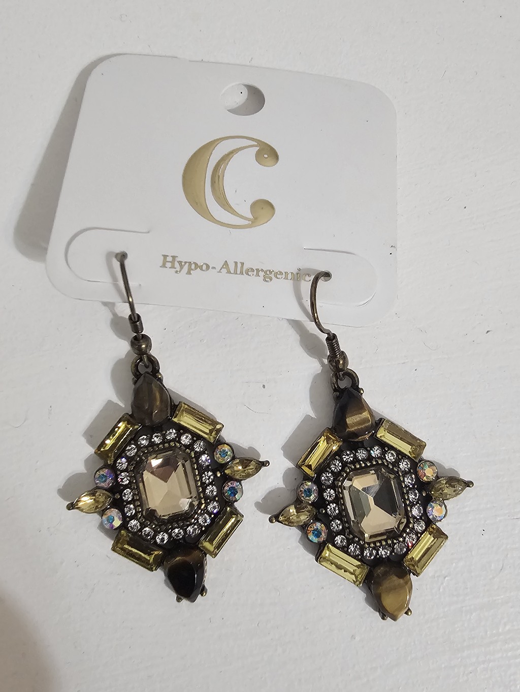 Charming Charlie Yellow Crystal Drop Earrings